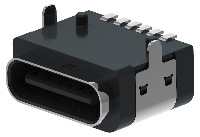 XB-ATCF-06-023-X-X TYPE C 6P 板上防水母座-减胶A款(外壳2脚插板,端子SMT)